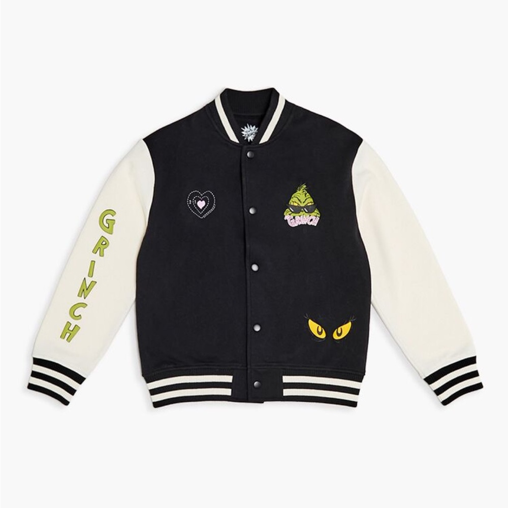 Dr. Seuss Black and White Grinch Varsity Jacket